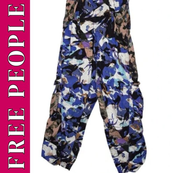 Free People FP Movement Cargo Pants Camo Purple Violet Splendor Size Small - Picture 1 of 16